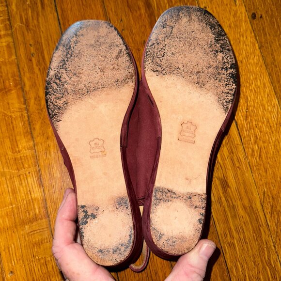 Aris Allen – Brick Red Lace-Up Peep-Toe Cut-Out Suede Dance Wedges (Size 8, EUC) - Picture 3 of 4